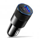 3.1A USB+PD Car Charger 1 To 2 Threaded Plug Mini Portable Multi-Functional Type-C Charger For Mobile Phones black