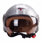 3/4 Helmet Motorcycle Scooter Helmet 3/4 Open Face Halmet Motocross Vintage Helmet Silver_One size 56-60cm