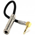 3.5 Male Plug Jack Stereo to 6.35 Female Stereo Extension Cable Angled Audio Line cable As shown