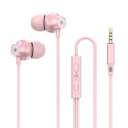 3.5mm In-ear Wire-controlled Earphone Copper Driver Hifi Subwoofer Music Headset Comfortable Sport Headphones pink