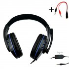 3.5mm Wired Gaming  Headset With Adjustable Microphone Volume Controller Noise Cancelling Headphones Compatible For Pc Gaming Black blue + transfer wire