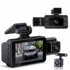 3-Channel Car Dash Cam, 1080P Built In WiFi Dash Camera Front Inside Rear, Motion Detection, Loop Recording, 3