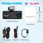 3-Channel Car Dash Cam, F2.0 1080P Full High Definition Dash Camera Front Inside Rear, 140-Degree Wide Angle, Motion Detection, Loop Recording black