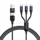 3 In 1 USB-C Charging Cable 66W Fast Charging Micro USB Data Cable Cord 1-2m Length Reliable Charging For All Your Devices 1.2 meters black 3.5A 2 to 3