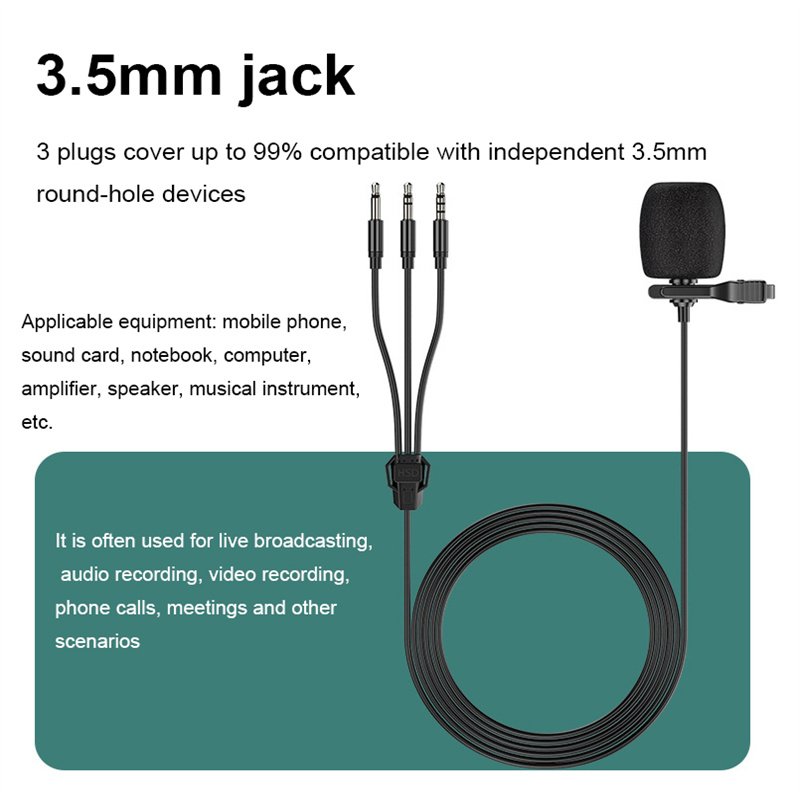 3-in-1 Lavalier Microphone Multi-functional Lapel Clip-on Mic
