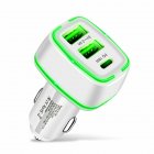 3-in-1 Qc3.0+pd 18w Multi-device Car  Charger Multi-function Constant Temperature Fast Charging Upgraded Chip Type-c Usb Charger White