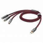 3 in 1 Type-C Audio Cable USB 3.1 Male to 3 3.5mm Female Splitter Cord AUX Microphone <span style='color:#F7840C'>Earphone</span> Jack Adapter red