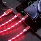 3-in-1 USB to Micro USB Type-C Lighting 2A LED Fast Charging Data Cable Adapter for Mobile Phones red