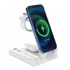 3-in-1 Wireless Charger Stand 15w Fast Charging Dock Station Compatible For Ios Headphones Watches Phones White