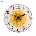 30CM Retro Pastoral Style Sunflower Pattern Wall Clock for Home Living Room Decor 4#