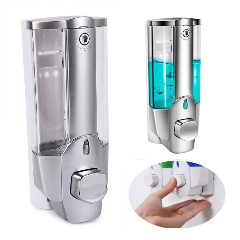 350ml Hand Soap Dispenser Wall Mount Shower Liquid Dispensers Containers with Lock for Bathroom Washroom Soap Dispenser Pump Silver