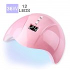 36W UV LED Lamp Nail Dryer USB Portable Lamp Sunlight Fast Dry Smart Timing Nail Art Equipment 36W pink manicure lamp