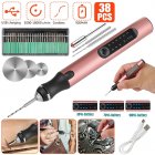 38PCS Electric Engraving Pen with Drill Bits USB Charging Wireless Engraver