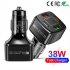 38w Car Charger Fast Charging Type C Pd Qc3 0 3 1a Usb Charger Multiport Adapter for iPhone Xiaomi Huawei Black