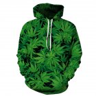 3D Green Leave Printing Hooded Sweatshirts for Lovers green_M