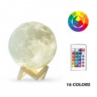 3D Moon Shaped Lamp Moonlight Colorful Touch USB LED Night Light Decor Home Decor Gift 16 colors (with remote control)_10cm