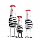 3Pcs/Set Wooden Chick Shape Cartoon Ornament Hand Carved Wood Decoration Crafts Black and white