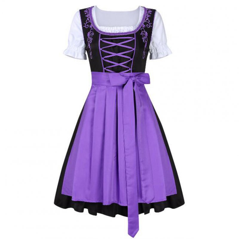 3pcs/set Female Bavarian Traditional Dirndl Dress Elegant Dress for Beer Festival  purple_S