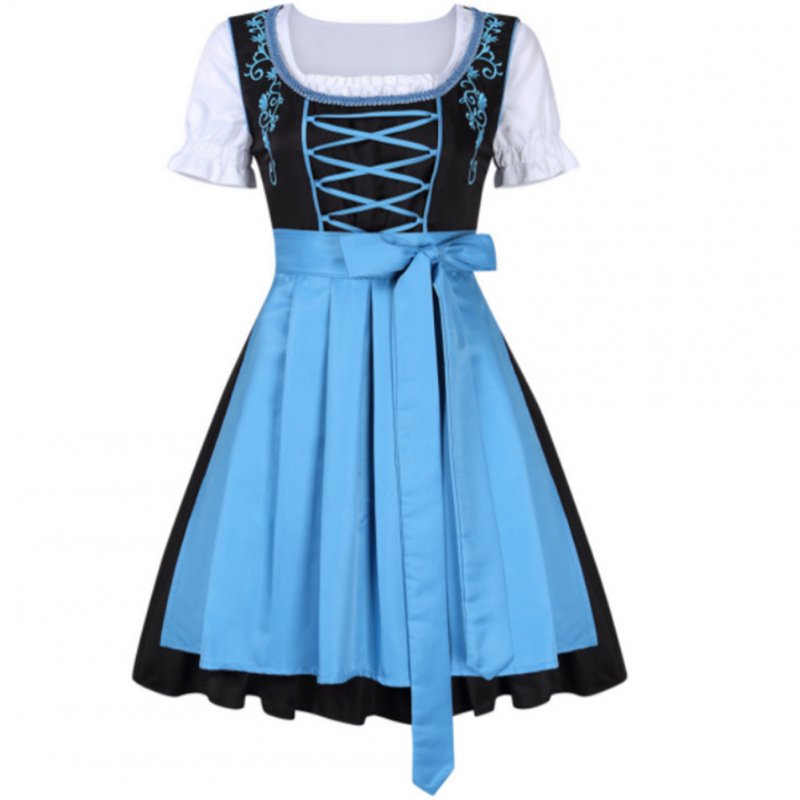 3pcs/set Female Bavarian Traditional Dirndl Dress Elegant Dress for Beer Festival  blue_M