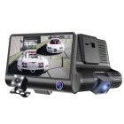 4.0-inch 1080p Hd Car  Dash  Cam H35 Hidden Ultra Wide Angle 3 Lens Night Vision Driving Recorder Waterproof Rear Camera Parking Monitor Black