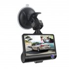 4.0-inch 1080p Hd Car  Dash  Cam H35 Hidden Ultra Wide Angle 3 Lens Night Vision Driving Recorder Waterproof Rear Camera Parking Monitor Black