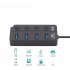 4 7 Port USB 3 0 Hub 5Gbps High Speed On Off Switches AC Power Adapter for PC 7 port with EU plug