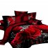 4 PCS 3D Big Red Rose Floral Bedding Sets Wedding Duvet Cover Sheet Pillow Cases Bed Set