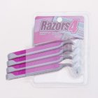4 Pcs Classic Disposable Women Razors Non-slip Manual Shaver Leg Hair Armpit Hair Remover (3-layer Blades) pink