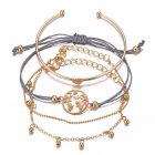 4 Pcs/set Women's  Bracelet Map-shape Retro Simple Style Alloy Bracelet Golden