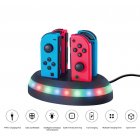 4-in-1 Controller Charger Station Fast Charging Dock Stand with LED Light for Nintendo Switch Joy-con black