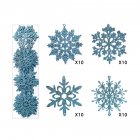 40pcs Craft Snowflakes Christmas Ornaments 4-types Glitter Snow Flakes Winter Christmas Tree Pendant (10 X 10cm) Blue