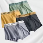 4pcs Men Underwear Trendy Graphene Middle Waist Stretch Large Size Sports Shorts For Students B 4XL