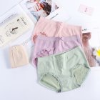 4pcs Women Underwear Panties Mid-waist Seamless Cotton Inner Breathable Briefs With Cute Bowknot Decoration 4pcs One size