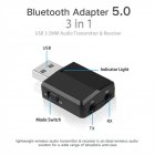 5.0 Wireless Bluetooth Audio Receiver Transmitter USB 3-in-1 TV Computer Aux Adapter black