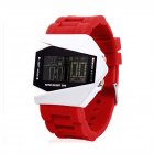 50M Multifunction Wristwatch Men Sport Airplane Design LCD Alarm Men Sport Cuff Watch Band red