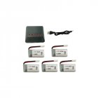 5PCS/Set 3.7V 300mAh Lithium Battery with 5-in-1 Charger for H8 H22 Eachine H8 Mini Quadcopter Spare Parts <span style='color:#F7840C'>Drone</span> Battery Charger as shown