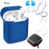 6 Pcs Set Silicone Protective Cover   Receiving box   Anti Lost Strap   Ear Cover Hooks for Apple AirPods Case blue