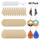 60Pcs/Set Wooden Earrings Diy Home Wedding Party Hand Painted Accessories Assembly Crafts 60pcs/set
