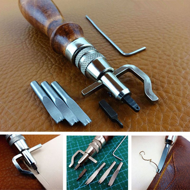 7-in-1 DIY Leather Adjustable Stitching Groover Set Blank holder Device