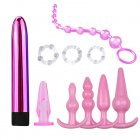 7pcs/8pcs Soft Silicone Butt Plug Dildo Masturbation Anal Plug Vaginal Plug Set For Women Men Anal Trainer Couples Lock fine ring  8 pink