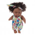 8 Inch Simulation Doll Toy Washable Realistic Soft Vinyl African Doll With Jumpsuit Dress For Birthday Gifts sunflower overalls doll+clothes