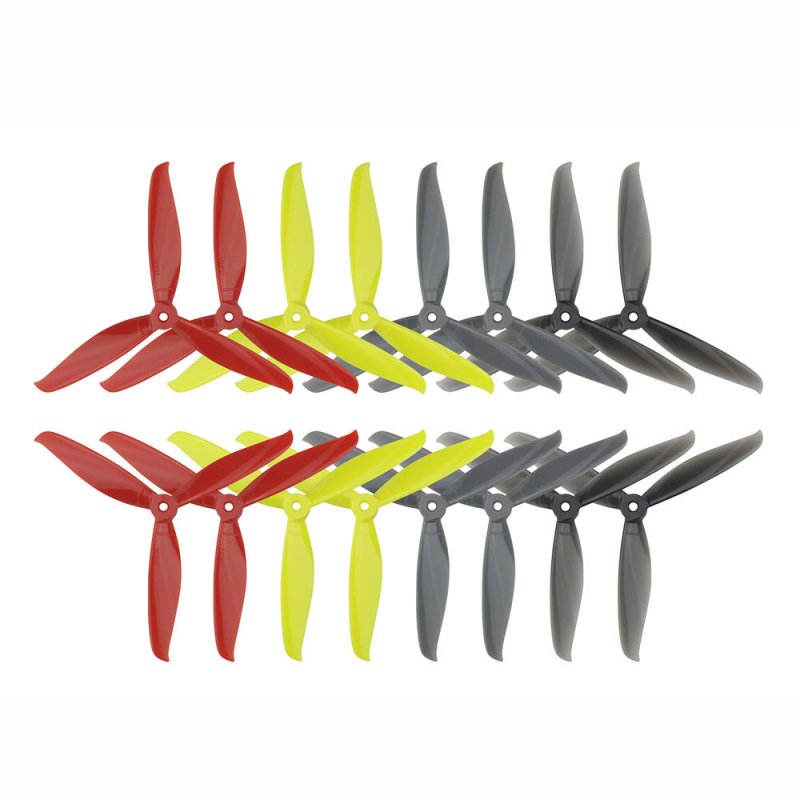 8 Pairs KINGKONG/LDARC 7040 3-blade CW CCW Propeller Yellow Red Black Gray for RC Drone FPV Racing as shown