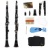 ABS 17 Key Clarinet Bb Flat Soprano Binocular Clarinet with Cork Grease Cleaning Cloth Gloves 10 Reeds Screwdriver Reed Case black
