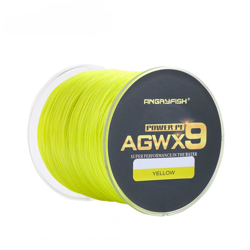 ANGRYFISH Diominate X9 PE Line 9 Strands Weaves Braided 500M/547YD  Super Strong Fishing Line 15LB-100LB Yellow 2.0#:0.23mm/30LB