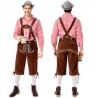 Adults Men Embroidery Suspender Pants Plaid Shirts for Cosplay Party Festival