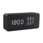 Alarm Clock Led Digital Wooden Usb/aaa Powered Table Electronic Gadget Rectangular Desk Clocks With Temperature Humidity Voice Control Black wood white characters