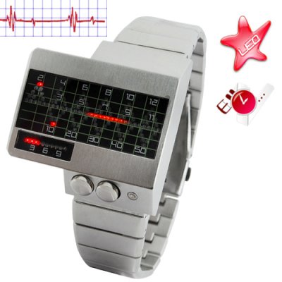 All Metal Red LED Watch