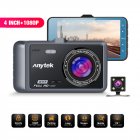 Anytek A60 4 inch IPS Screen 1080P HD 170Degree Wide Angle ADAS Dual Camera Driving Recorder Silver gray