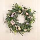 Artificial Wreath Easter Eggs Eucalyptus Wicker Decorative Wreath Floral Garland For Home Decoration