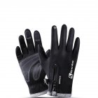 Autumn Winter Warm Telefingers Gloves Riding Driving Thicken Gloves for Men  black_M
